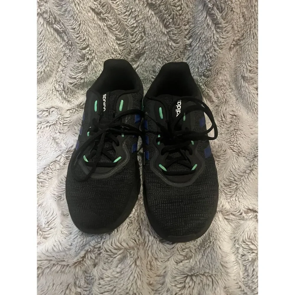 Adidas Men's Black Green Blue Athletic Sneakers Running Shoes Size 9.5